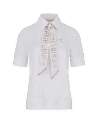 Lettering Scarf Short Sleeve T-shirt - White