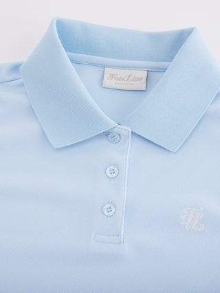 Fair Liar Loose Fit Polo Sleeveless T-shirt - Light Blue