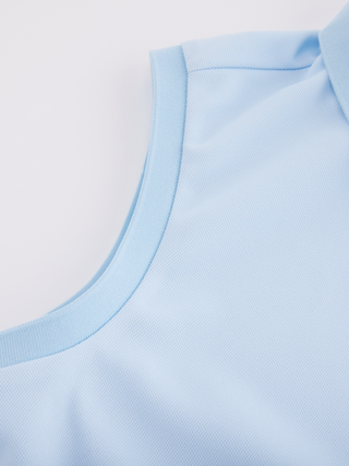 Fair Liar Loose Fit Polo Sleeveless T-shirt - Light Blue