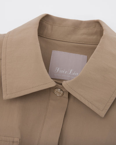 pocket collar waist band vest - Beige