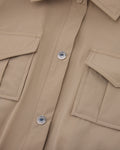 pocket collar waist band vest - Beige