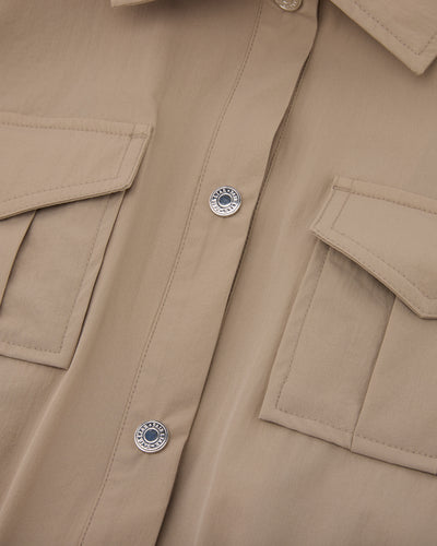 pocket collar waist band vest - Beige