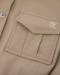 pocket collar waist band vest - Beige