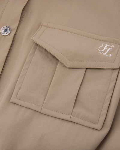 pocket collar waist band vest - Beige