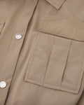 pocket collar waist band vest - Beige