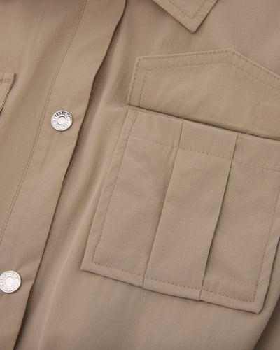 pocket collar waist band vest - Beige