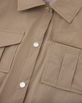 pocket collar waist band vest - Beige