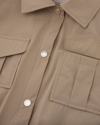 pocket collar waist band vest - Beige