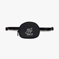 Pearl Chain Quilted Hip Bag (Black)