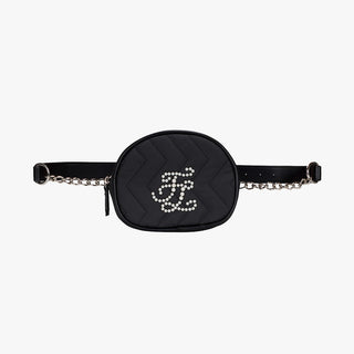 Pearl Chain Quilted Hip Bag (Black)