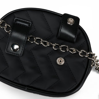 Pearl Chain Quilted Hip Bag (Black)
