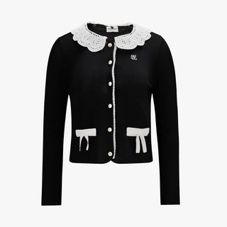 Crochet Collar Cardigan (Black)