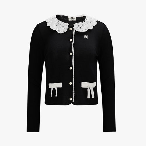 Crochet Collar Cardigan (Black)