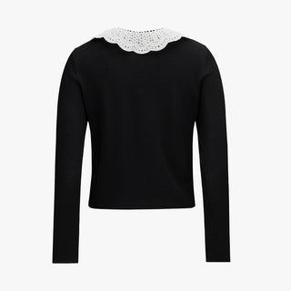 Crochet Collar Cardigan (Black)
