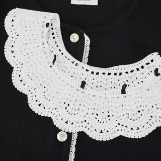 Crochet Collar Cardigan (Black)