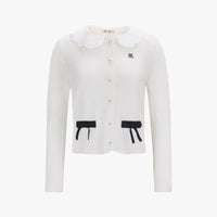 Crochet Collar Cardigan (White)