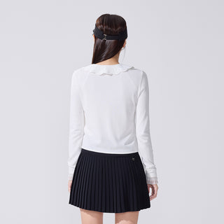 Crochet Collar Cardigan (White)