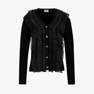 Organza V-neck cardigan (Black)