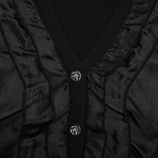 Organza V-neck cardigan (Black)