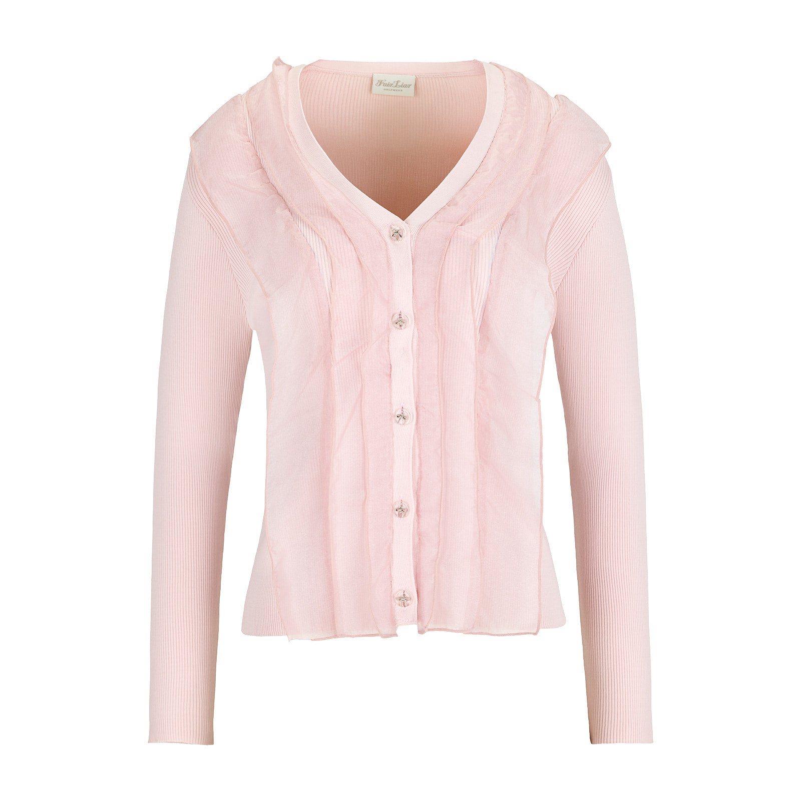 Organza V-neck cardigan (Coral)