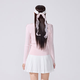 Organza V-neck cardigan (Coral)