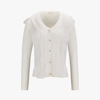 Organza V-neck cardigan (White)