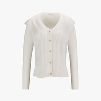 Organza V-neck cardigan (White)