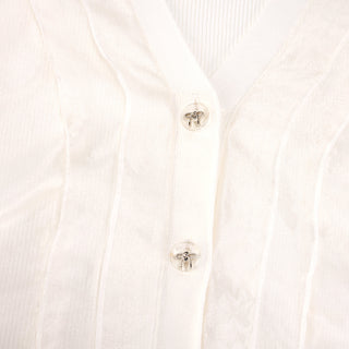 Organza V-neck cardigan (White)