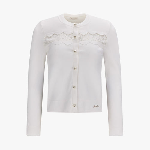 Lace Scallop Cardigan (White)