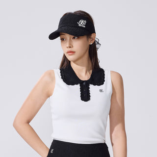 Lace Pearl Organza Visor (Black)