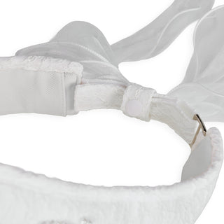 Lace Pearl Organza Visor (White)