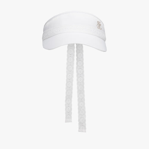 Lace Scallop Ribbon visor (White)