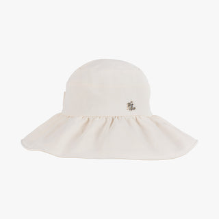 Wide Ribbon Bonnet Hat (White)