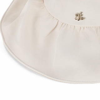 Wide Ribbon Bonnet Hat (White)
