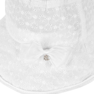 Lace Eyelet Bucket Hat (White)