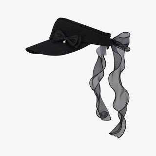 Pearl Ribbon Organza Visor (Black)