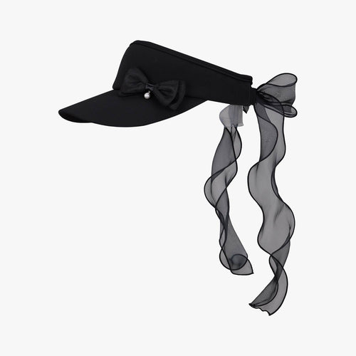 Pearl Ribbon Organza Visor (Black)