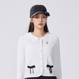 Pearl Ribbon Organza Visor (Black)