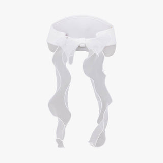 Pearl Ribbon Organza Visor (White)