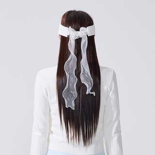 Pearl Ribbon Organza Visor (White)