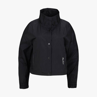 Sheer Shirred Zip-Up Jacket (Black)