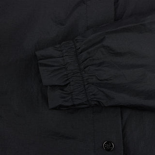 Sheer Shirred Zip-Up Jacket (Black)