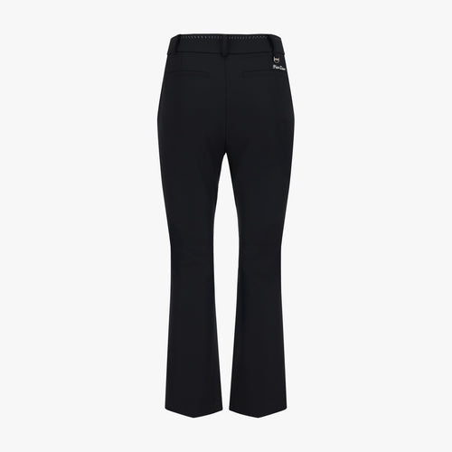 Pearl Button Stitch Semi-Bootcut Pants (Black)