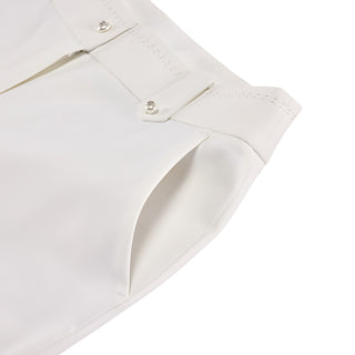 Pearl Button Stitch Semi-Bootcut Pants (Cream)