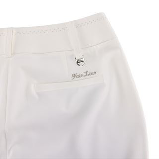 Pearl Button Stitch Semi-Bootcut Pants (Cream)