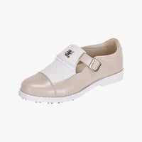 Quilted Buckle Loafers (Beige)