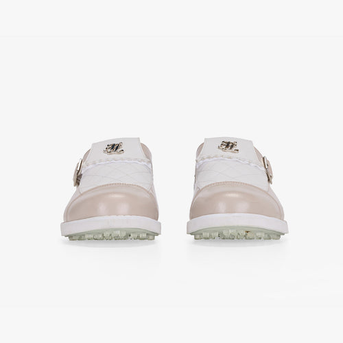 Quilted Buckle Loafers (Beige)