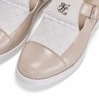 Quilted Buckle Loafers (Beige)