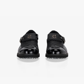 Quilted Buckle Loafers (Black)