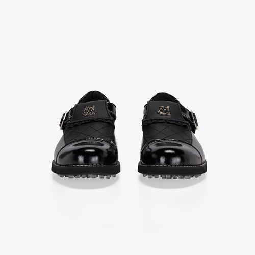 Quilted Buckle Loafers (Black)